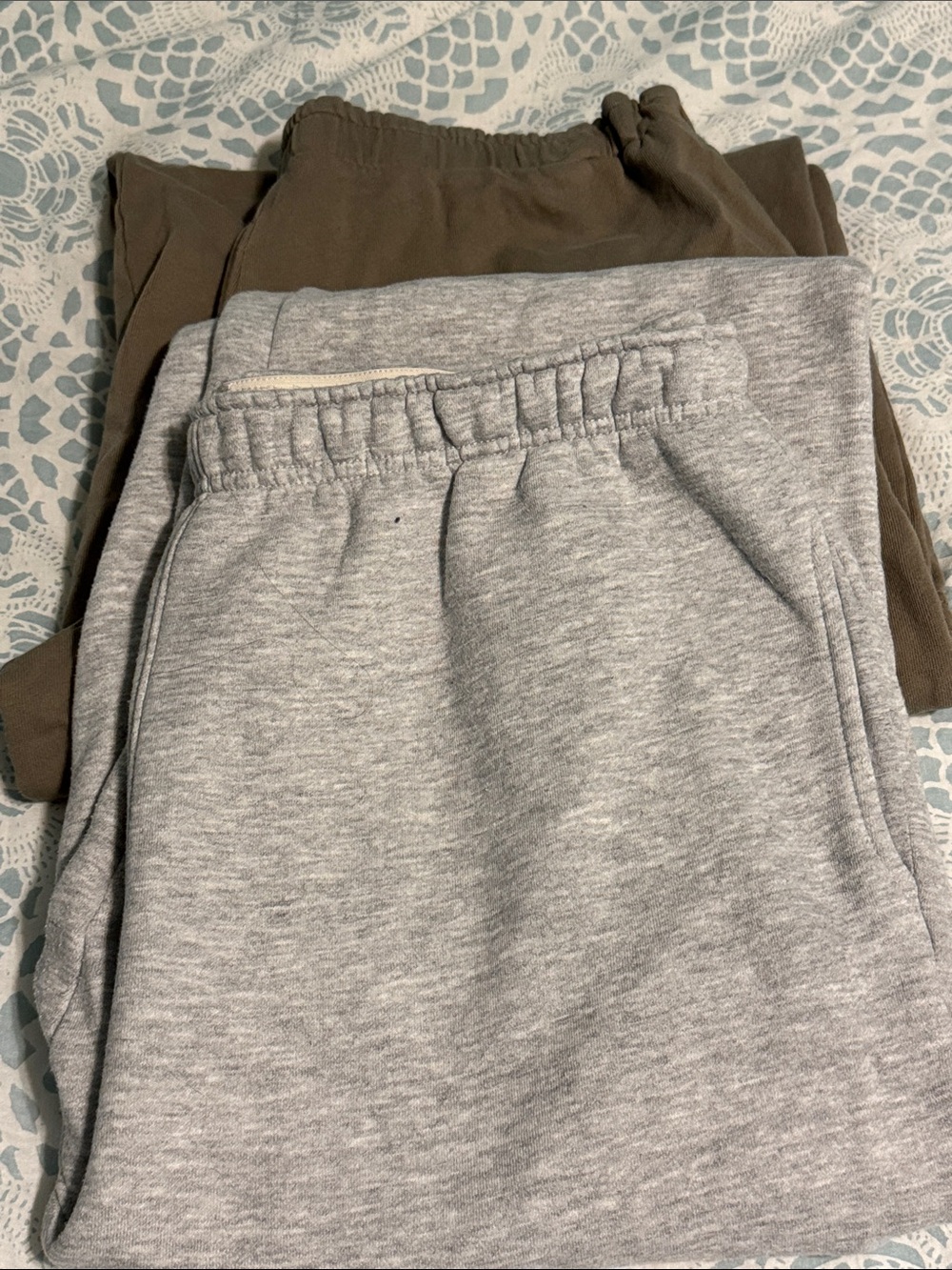 Set of 2 Elastic-Waist Leggings - Gray & Brown